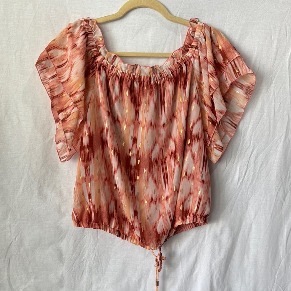 INC International Concepts Peach and Coral Blouse